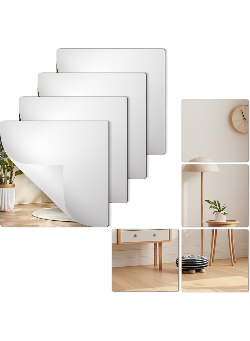 Frameless Flexible Wall Mirrors, Self-Adhesive Tile Mirrors, Non Glass DIY Acrylic Wall Decorative Mirrors for Home Decoration -4pcs, 20 * 30cm - Image 1