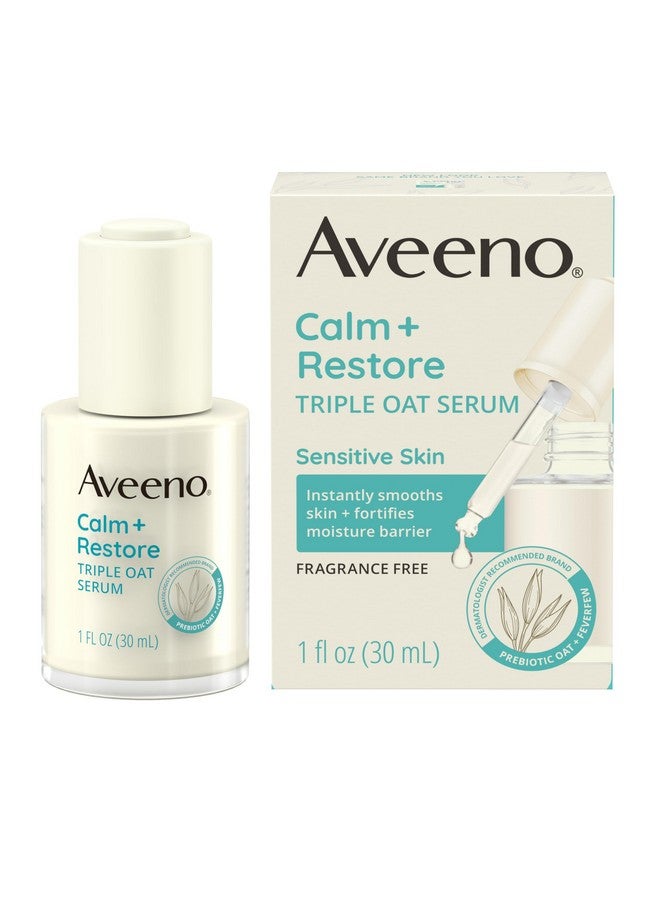 Aveeno Calm + Restore Triple Oat Hydrating Face Serum for Sensitive Skin, Gentle, Lightweight Facial Serum Instantly Smooths Skin, Fast-Absorbing, Hypoallergenic & Fragrance-Free, 1 fl. oz - Image 1