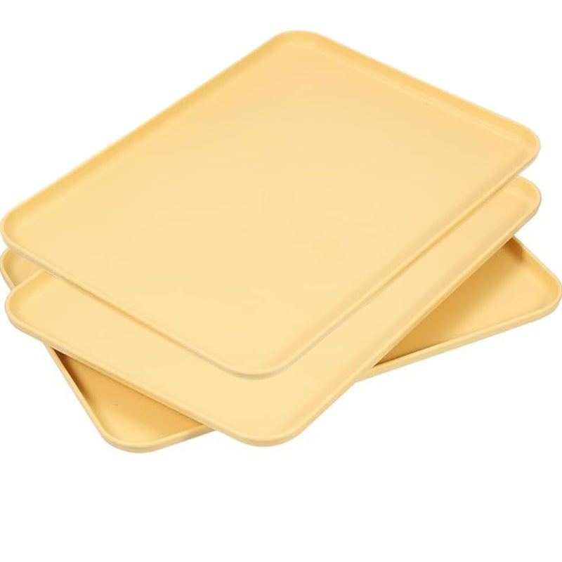 RoarCraft Wheat Straw Art Trays, 3 Pack Golden Stackable Activity Tray Crafts Organizer Serving Tray Jewelry Tray for DIY Projects, Organizing Supply, 25CM(Small), 31CM(Medium), 38CM(Big), Set of 3 - Image 1