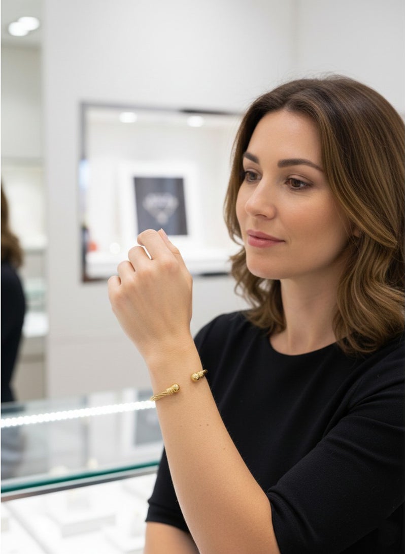 Julia Store 18K Gold Plated Stainless Steel Cable Wire Bracelet Unisex Dainty Charm Bangle Adjustable Cuff Bracelet Jewelry Birthday Gift - Image 4