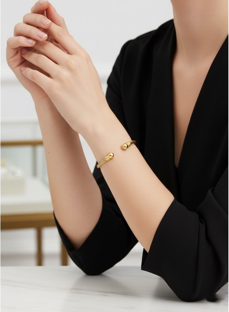 Julia Store 18K Gold Plated Stainless Steel Cable Wire Bracelet Unisex Dainty Charm Bangle Adjustable Cuff Bracelet Jewelry Birthday Gift - Image 2