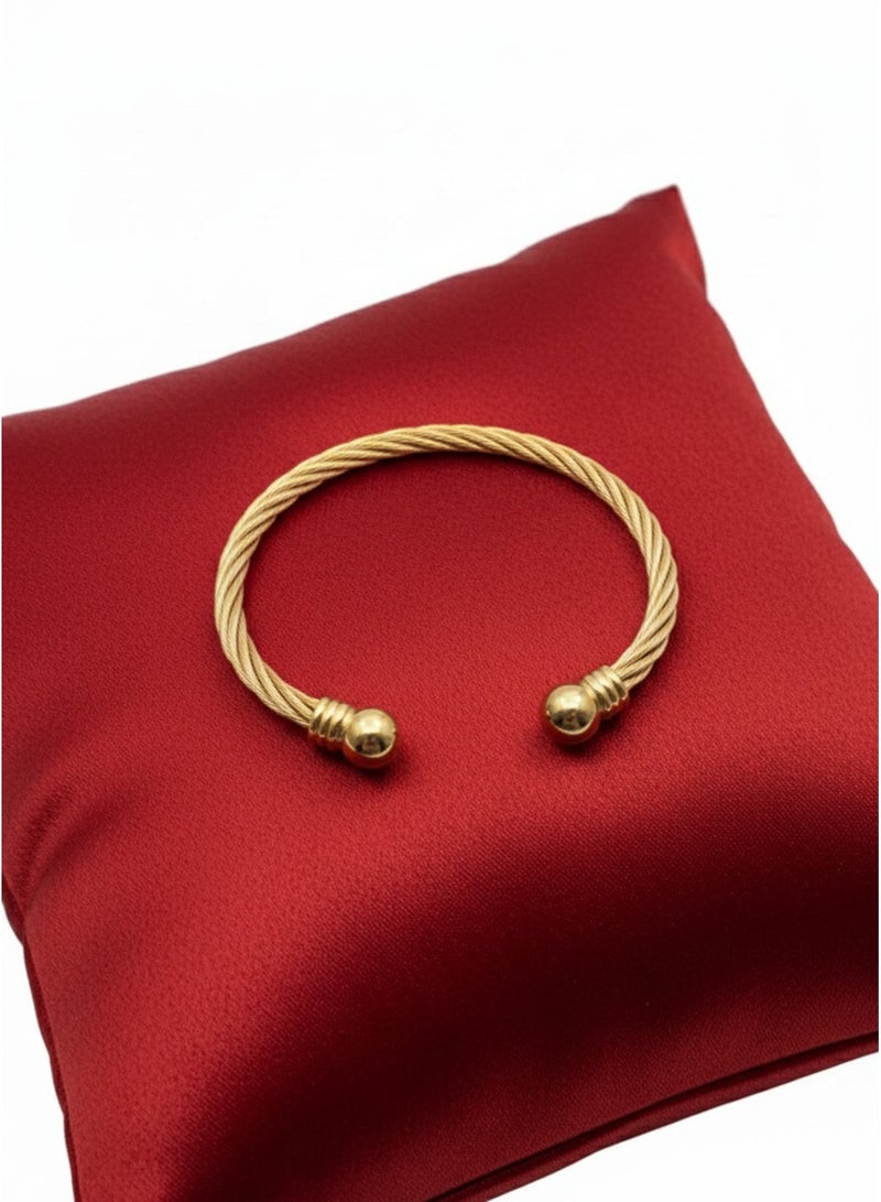 Julia Store 18K Gold Plated Stainless Steel Cable Wire Bracelet Unisex Dainty Charm Bangle Adjustable Cuff Bracelet Jewelry Birthday Gift - Image 1