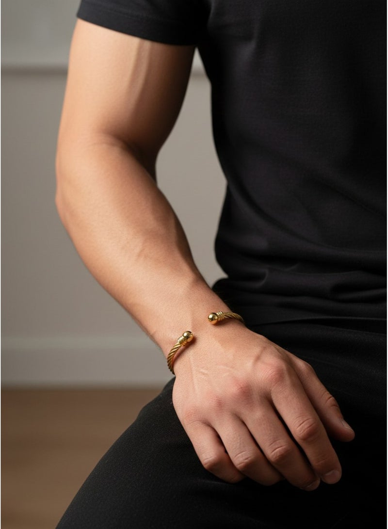 Julia Store 18K Gold Plated Stainless Steel Cable Wire Bracelet Unisex Dainty Charm Bangle Adjustable Cuff Bracelet Jewelry Birthday Gift - Image 3