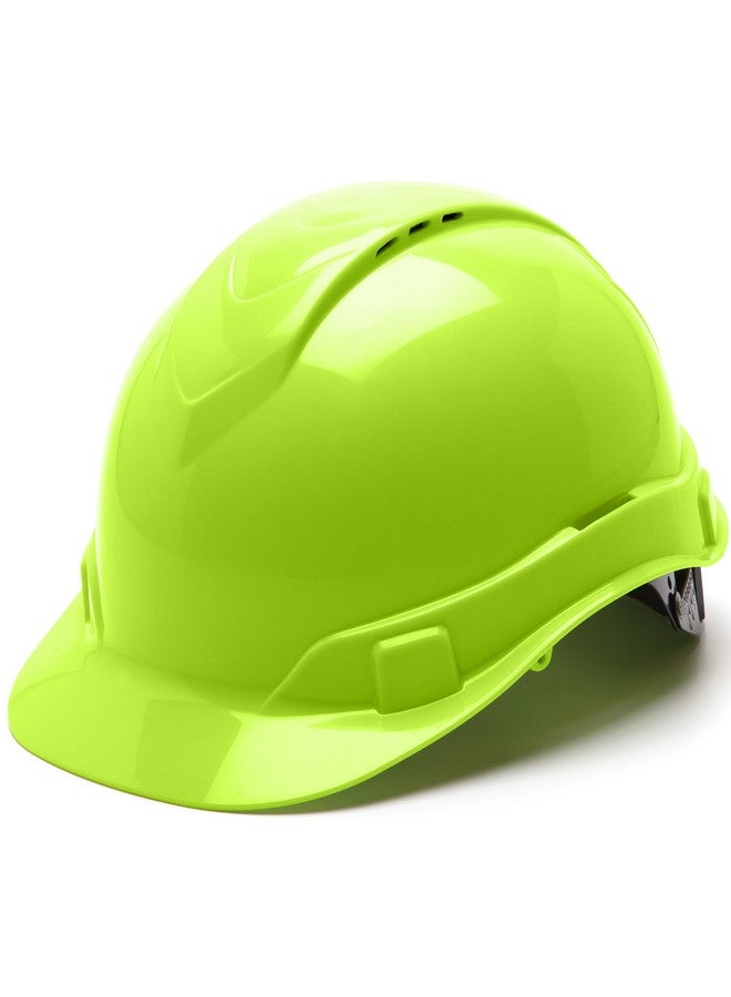 PYRAMEX Pyramex Ridgeline Cap Style Hard Hat, Vented, 4-Point Ratchet Suspension, Hi-Vis Lime  - Image 1