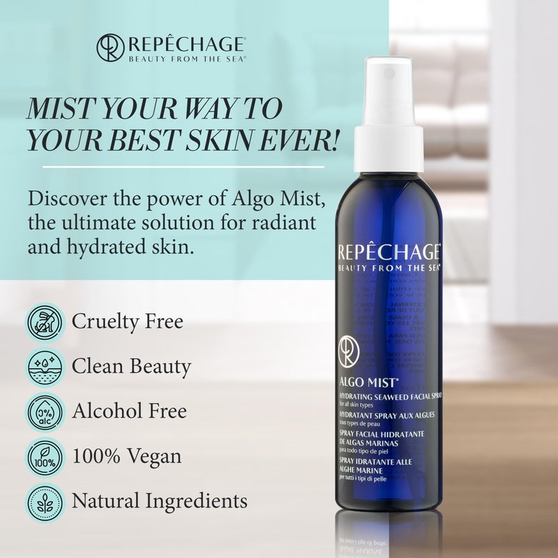 Repechage Algo Mist Hydrating Seaweed Facial Spray for All Skin Types - Hydrating Face Mist Travel Size, Aloe and Vitamin C Infused Keeps Skin Glowing, Hydrated, Refreshed and Nourished, 2 fl oz. - Image 3