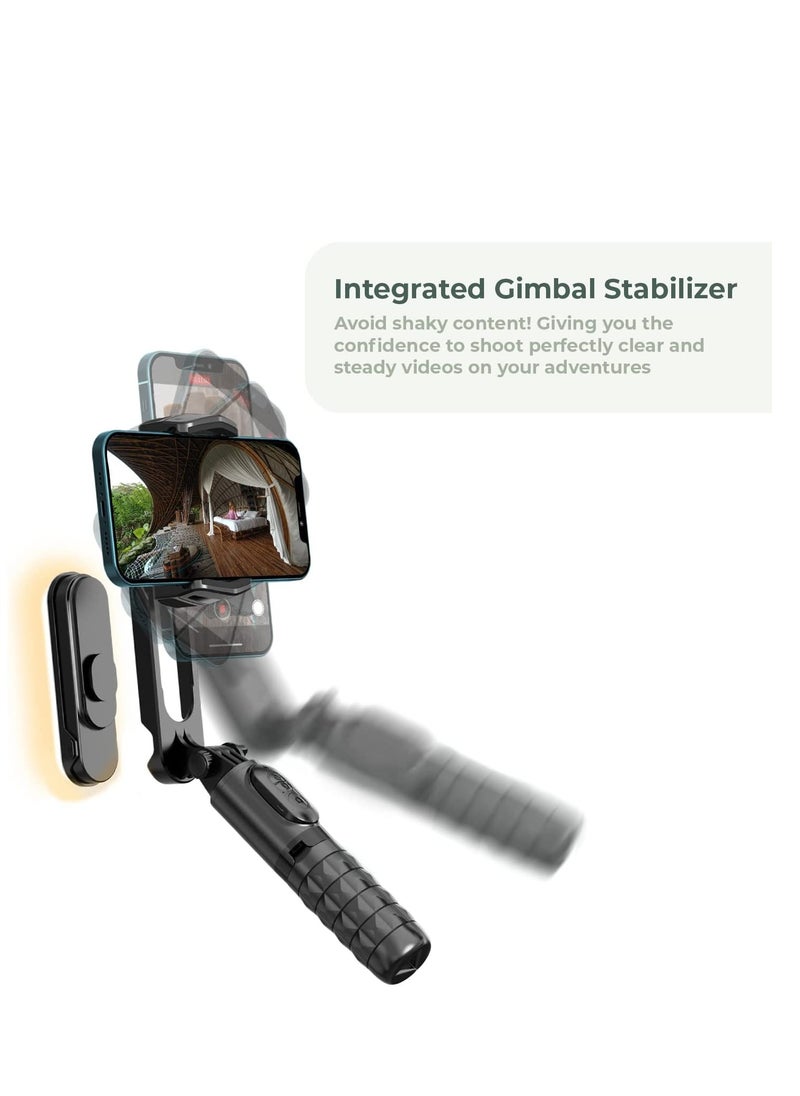 Excefore - Gimbal Stabilizer For Smartphones, 360° Rotation Tripod with Wireless Remote Fill Light, Portable Phone Holder Auto Balance 1-Axis Gimbal for Filming Bluetooth Selfie Stick Mobile Phone Holder - Image 1