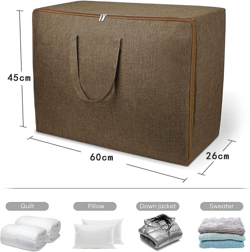 N.C Homarket Extra Large Blanket Storage Bag, Under Bed Storage Tote for Comforters, Clothes, Linens. Water Resistant and Breathable Closet Bags (Brown, 2-Pack) - Image 2