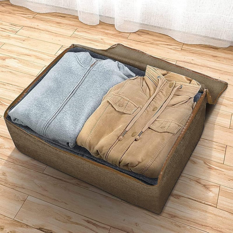 N.C Homarket Extra Large Blanket Storage Bag, Under Bed Storage Tote for Comforters, Clothes, Linens. Water Resistant and Breathable Closet Bags (Brown, 2-Pack) - Image 5