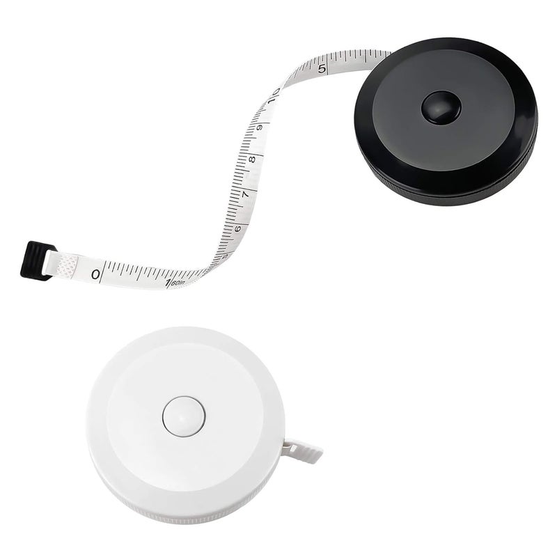 FEELOVE Tape Measure for Body Measuring 60 inch Measuring Tape Double Scale Soft Tape Measure 2PCS Retractable Black and White