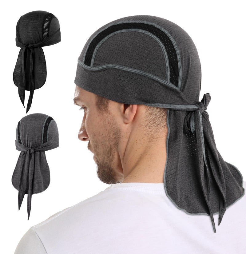 MELASA Do Rag Skull Cap Helmet Liner, Cooling Mesh Bandana Cap, Sweat Dew Rags Head Cover for Men Cycling Motorcycle Running - Image 1