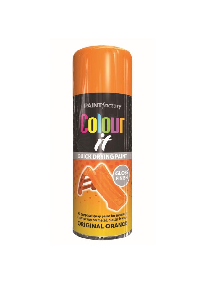 مصنع الطلاء دهان بخاخ لامع برتقالي أصلي من باينت فاكتوري ٤٠٠مل - يجف بسرعة عالي الأداء، مناسب للاستخدام الداخلي والخارجي، للاستعمال على المعدن والبلاستيك والخشب. - Image 1