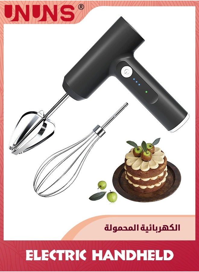 UNUNS Cordless Hand Mixer,Electric Whisk USB Rechargeable Handheld Electric Mixer With 3-speed,304 Stainless Steel Beaters And Balloon Whisk,For Gifts,Butter Tarts,Cakes,Cookies  - Image 1