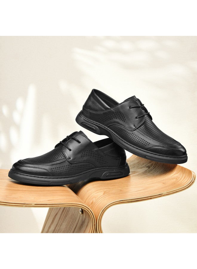 Septwolves Top Grain Leather】2025 Autumn Men's Hollow-out Breathable Business Casual Leather Perforated Shoes - Image 2