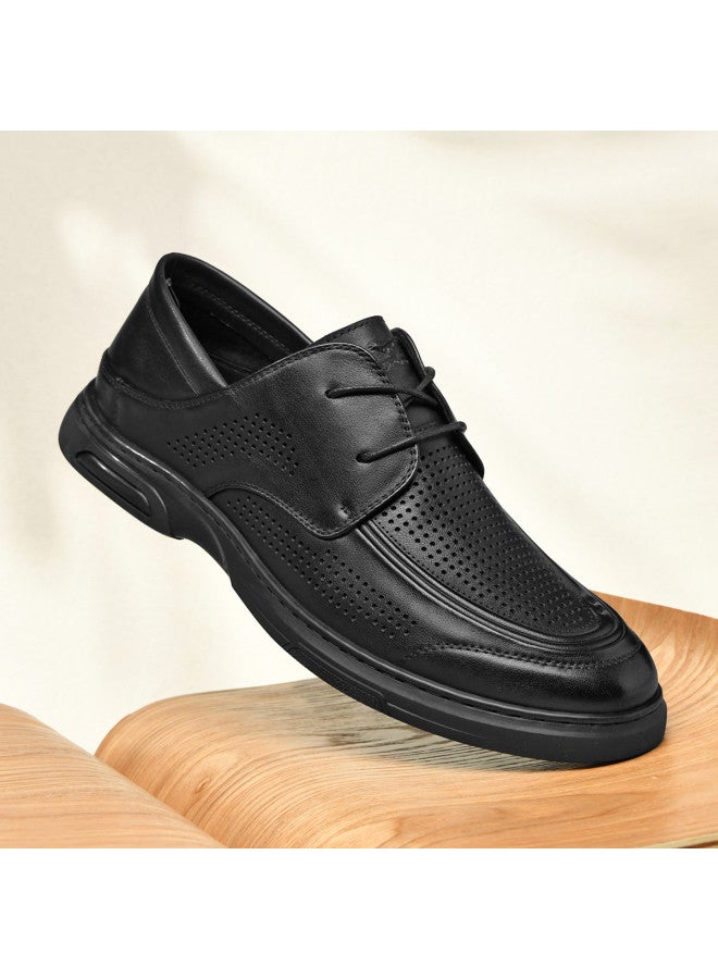 Septwolves Top Grain Leather】2025 Autumn Men's Hollow-out Breathable Business Casual Leather Perforated Shoes - Image 4
