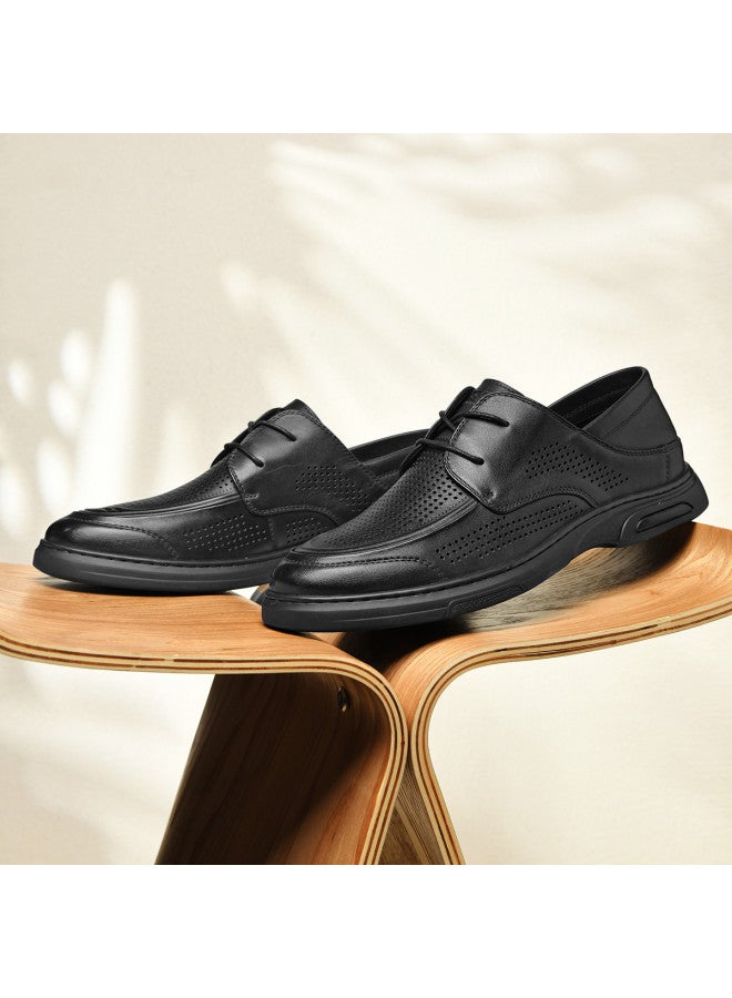Septwolves Top Grain Leather】2025 Autumn Men's Hollow-out Breathable Business Casual Leather Perforated Shoes - Image 3