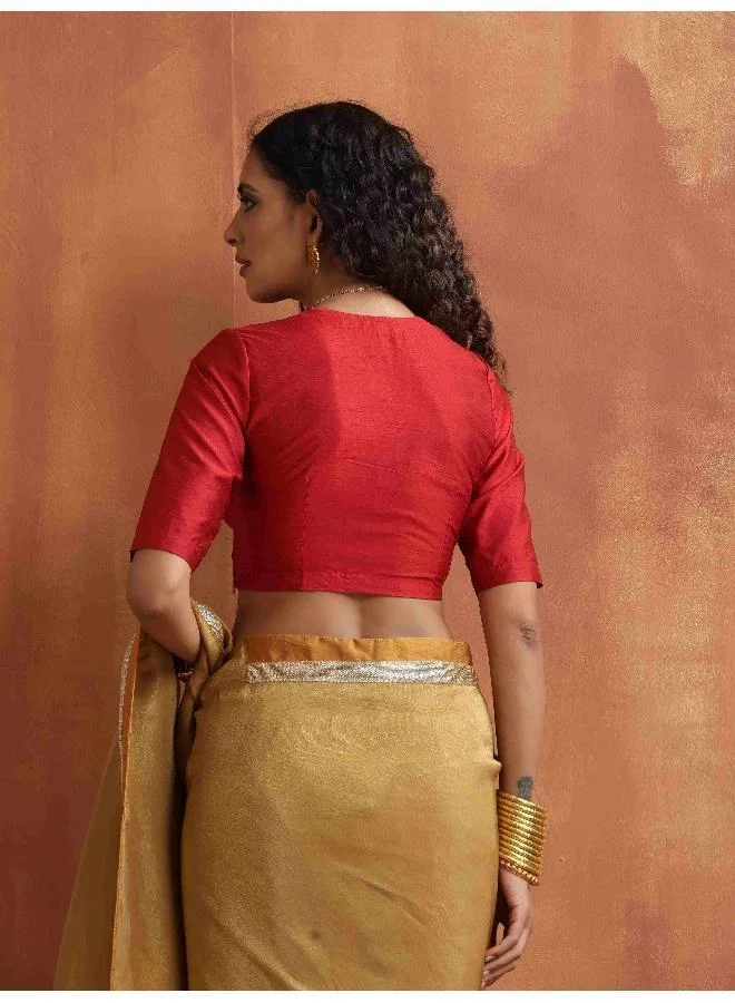 ترو برونز trueBrowns Red Silk V Neck Blouse