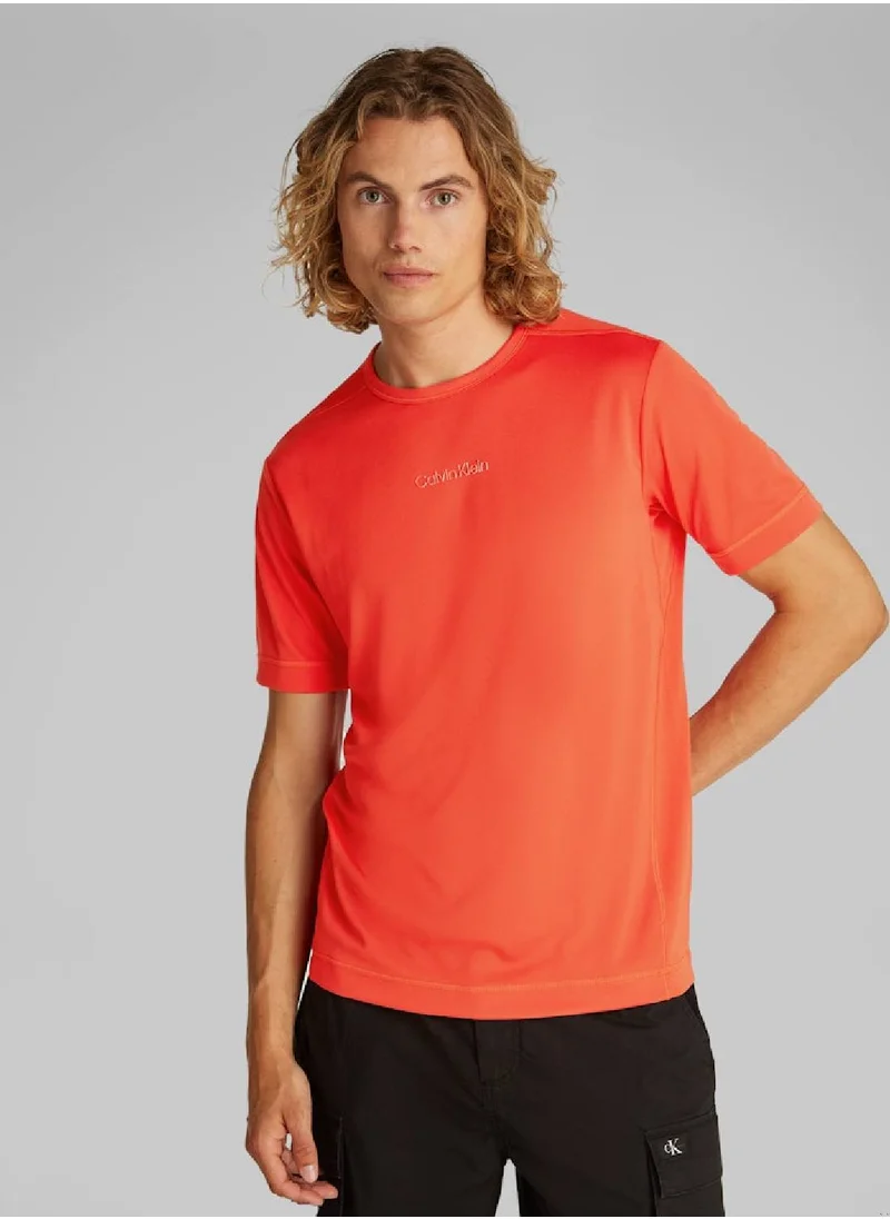 CALVIN KLEIN Men's Short Sleeves T-Shirt - Polyester, Orange