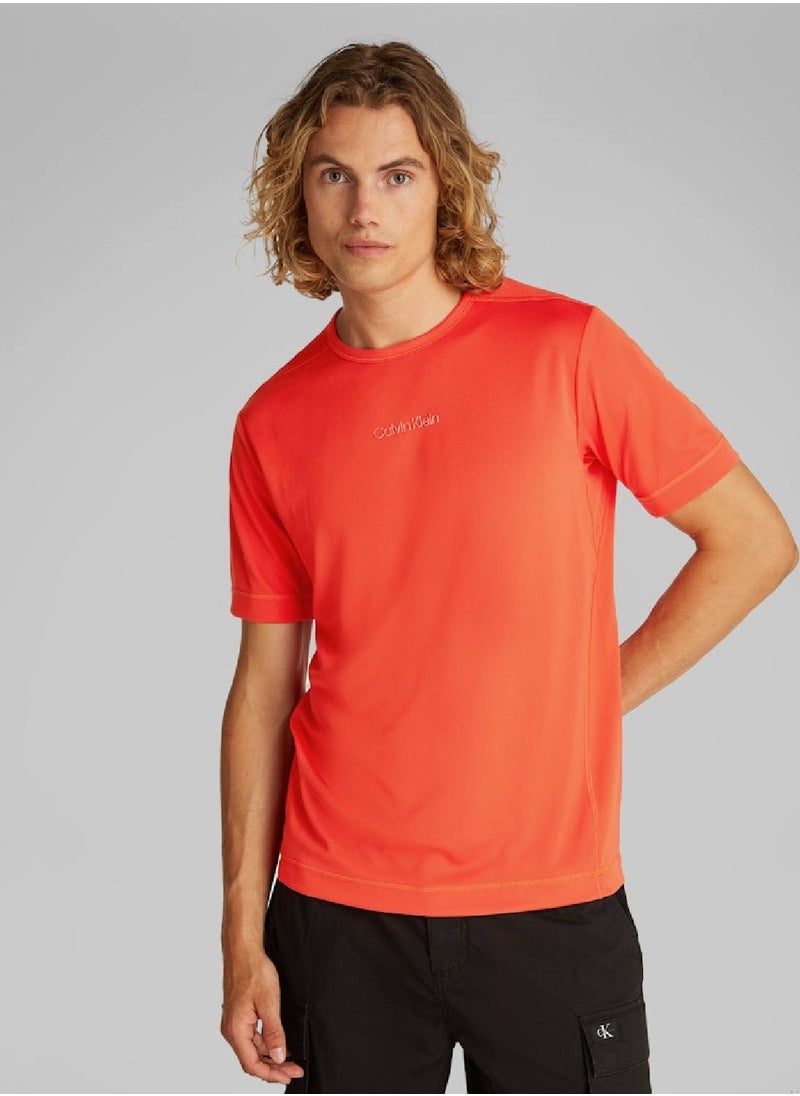 CALVIN KLEIN Men's Short Sleeves T-Shirt - Polyester, Orange  - Image 1