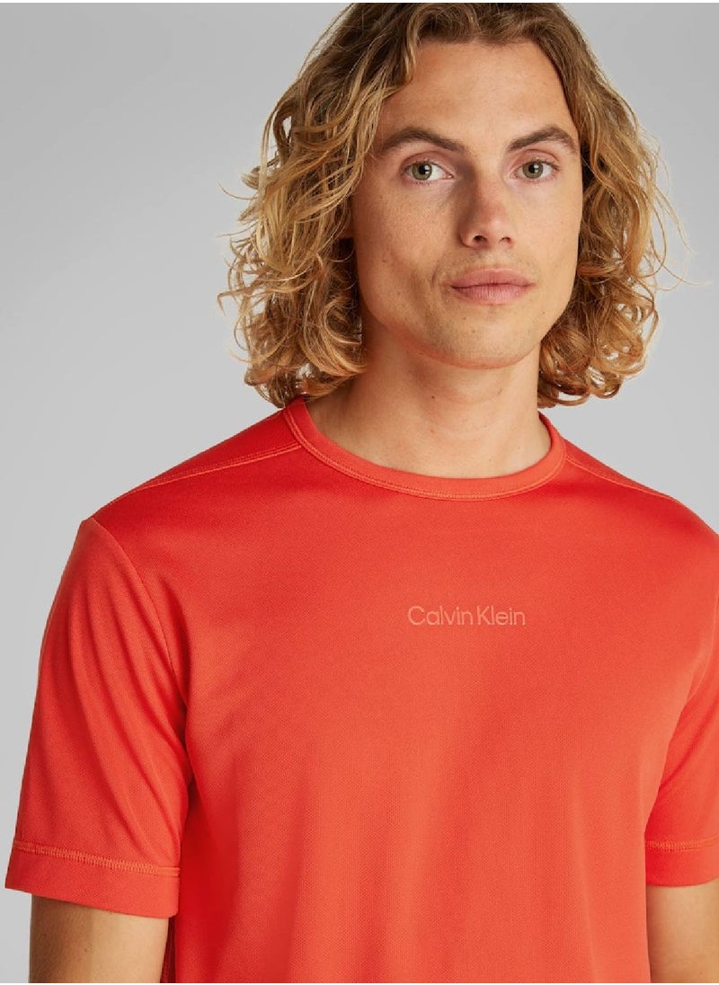 CALVIN KLEIN Men's Short Sleeves T-Shirt - Polyester, Orange  - Image 4