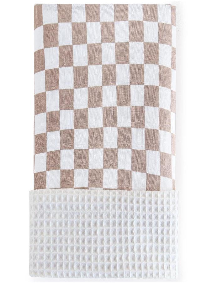 LifeTree LifeTree Waffle Baby Blankets Neutral, Muslin Checkered Swaddle Blankets for Boys Girls, 2 Layers Crib Stroller Blanket Receiving Blankets with Muslin Front and Waffle Backing Infant Newborn  - Image 1