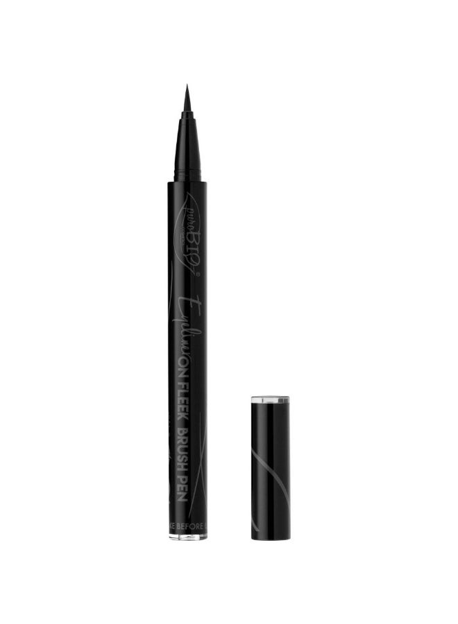 puroBio Eyeliner on Fleek Intense, Semi-Matte Black Brush Pen 3ml - Image 1