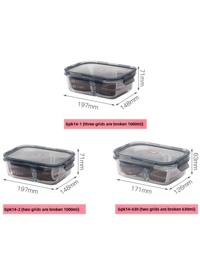 Green Apple High Boron Glass Lunch Box Divided Fresh-keeping Box Sealed Box Fruit Lunch Box Heat Resistant Lunch Box Microwave Oven-Specifications:GPK11-1000(1000ml Rectangular)  - Image 3