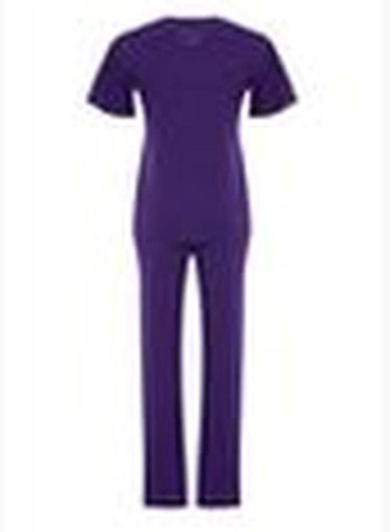 trendyol Purple Printed T-shirt-Pants Knitted Pajamas Set