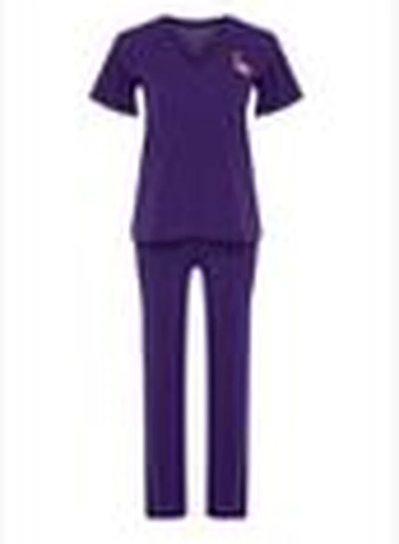 trendyol Purple Printed T-shirt-Pants Knitted Pajamas Set