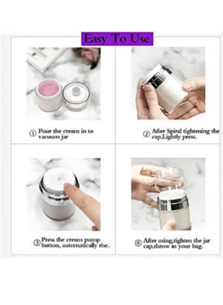 Generic - Cosmetic Cream Jar, 2 Pack 1.7 oz Airless Pump Jars Empty Acrylic Emulsions Containers with Pump, Refillable Travel Lotion Jar Bottle With Lid for Thick Moisturizer, Skincare Cream, White - Image 1