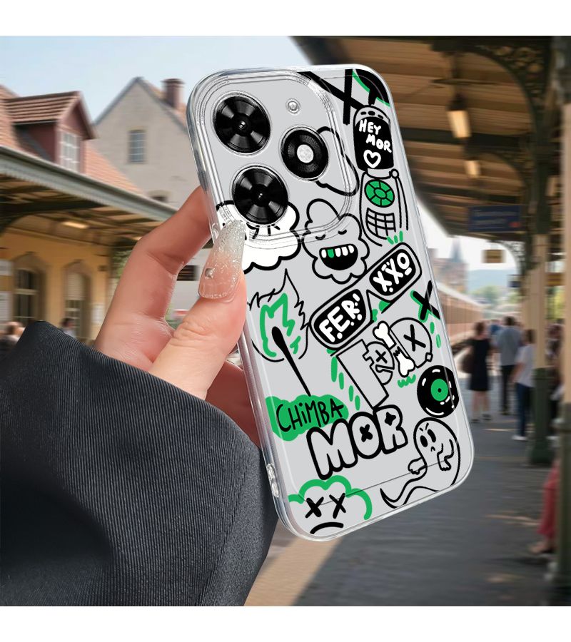 Phone Case Mixed Color 1 High Quality TPU Shockproof Cartoon Doodle Transparent Full Coverage Design Compatible With Transsion Infinix TECNO Spark 20 Pro Plus Hot 11 Play Hot9 Hot10 Play Hot12 Hot20 Hot30 11Play 12Play 30Play 40Pro - Image 4