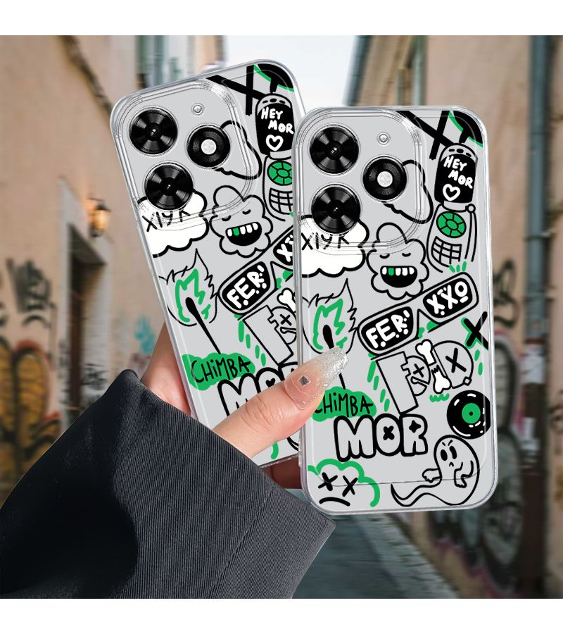 Phone Case Mixed Color 1 High Quality TPU Shockproof Cartoon Doodle Transparent Full Coverage Design Compatible With Transsion Infinix TECNO Spark 20 Pro Plus Hot 11 Play Hot9 Hot10 Play Hot12 Hot20 Hot30 11Play 12Play 30Play 40Pro - Image 2