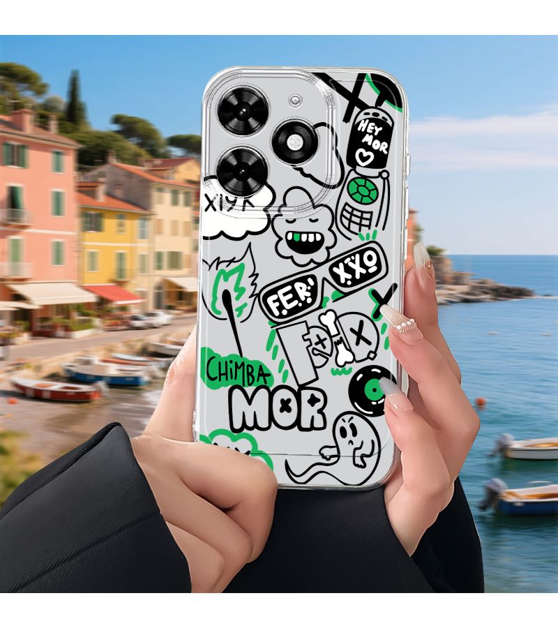 Phone Case Mixed Color 1 High Quality TPU Shockproof Cartoon Doodle Transparent Full Coverage Design Compatible With Transsion Infinix TECNO Spark 20 Pro Plus Hot 11 Play Hot9 Hot10 Play Hot12 Hot20 Hot30 11Play 12Play 30Play 40Pro - Image 1