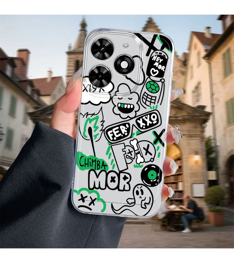 Phone Case Mixed Color 1 High Quality TPU Shockproof Cartoon Doodle Transparent Full Coverage Design Compatible With Transsion Infinix TECNO Spark 20 Pro Plus Hot 11 Play Hot9 Hot10 Play Hot12 Hot20 Hot30 11Play 12Play 30Play 40Pro - Image 3