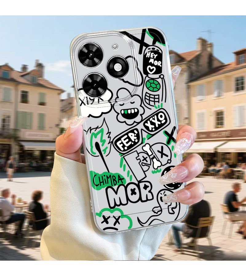 Phone Case Mixed Color 1 High Quality TPU Shockproof Cartoon Doodle Transparent Full Coverage Design Compatible With Transsion Infinix TECNO Spark 20 Pro Plus Hot 11 Play Hot9 Hot10 Play Hot12 Hot20 Hot30 11Play 12Play 30Play 40Pro - Image 5