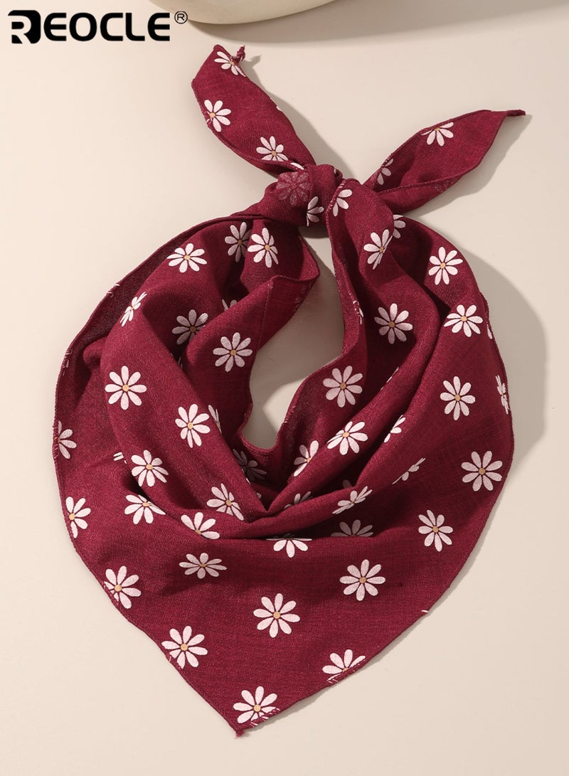 REOCLE Women's Ditsy Floral Print Headscarf Soft Breathable Square Bandana Vintage Boho Style Hair Accessory for Daily Wear and Outdoor Activities - Image 5