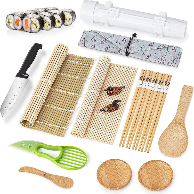 Luney Sushi Making Kit, All in One Sushi Roller Set Maker Kit with Bamboo Rolling Mat, Bazooka, Chopsticks Holders, Rice Paddle, Avocado Slicer for Beginners, Kids, Family, Friends, Home - Image 1