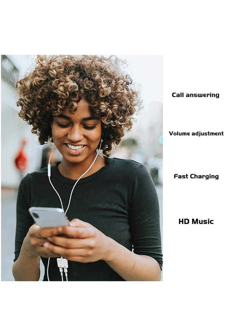 KASTWAVE For iPhone Headphones Adapter Splitter, 2 in 1 Dual Charger Cable Audio Adapter Converter for iPhone 12/11/XS/XR/X/8/7/6/iPad, Support Calling+Charging+Music Control - Image 3