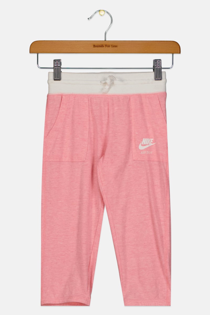 Nike Kids Girl Drawstring Brand Logo Outdoor Track Pants, Pink - Image 1