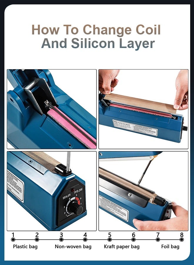 DBLEW 300mm Electric Manual Hand Impulse Heat Vacuum Food Sealer Sealing Packaging Machine For Plastic Packet Pouch Bag Polybag Packing Kitchen Seal Package Poly - Image 4