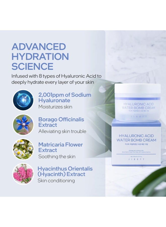 Jigott Hyaluronic Acid Water Bomb Cream Net 150 ml/5.1 fl.oz - Refreshing and Moisturizing Without Any Stickiness (Hyaluronic Acid) - Image 4