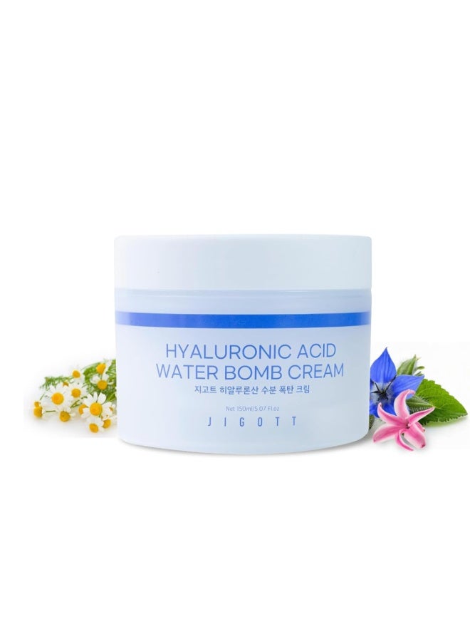 Jigott Hyaluronic Acid Water Bomb Cream Net 150 ml/5.1 fl.oz - Refreshing and Moisturizing Without Any Stickiness (Hyaluronic Acid) - Image 1