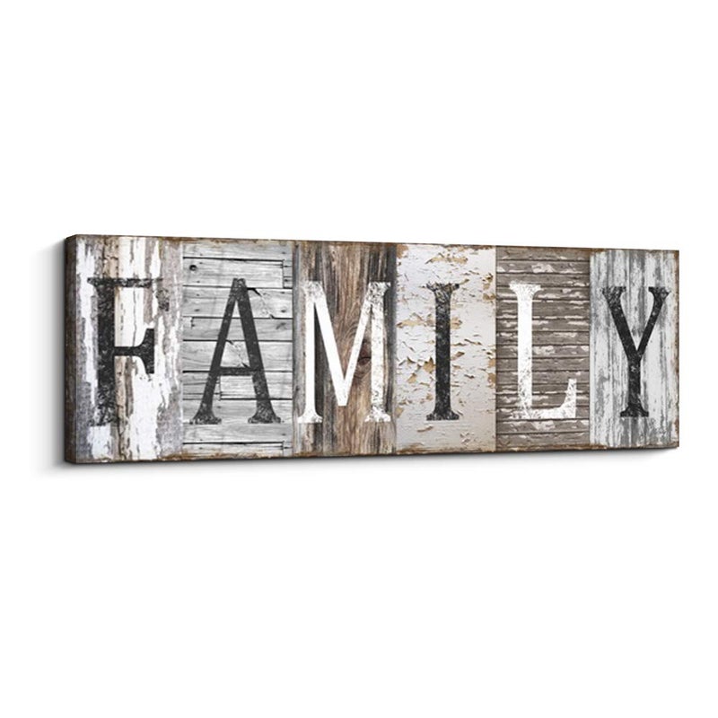 Pinetree Art Quotes Wall Art Decor, Family Decorative Signs Inspirational Motto Canvas Prints (With Solid Wood Inner Frame) (Family, 12 x 36 inch) - Image 1