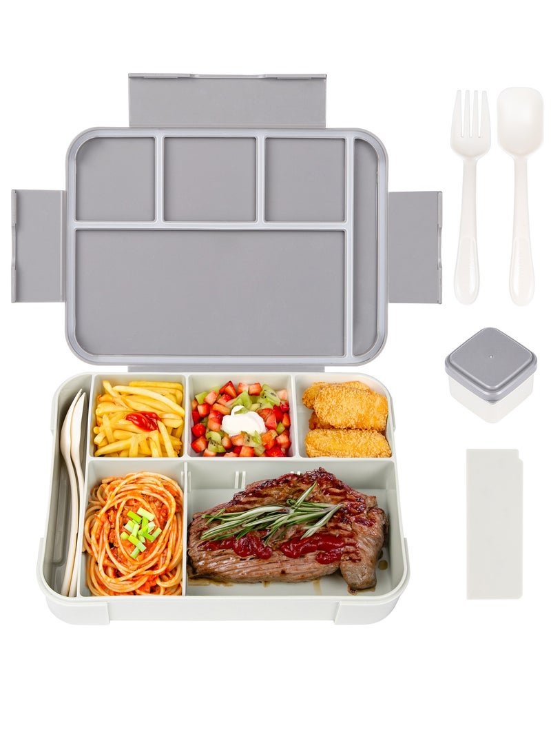 Gonice Lunch Box for Kids, 1330ML Bento Box Adult Lunch Box with 6 Compartment, Leakproof Snack Boxes with Utensil Sauce Dressing Containers, Reusable On-the-Go Meal and Snack Packing - Image 1