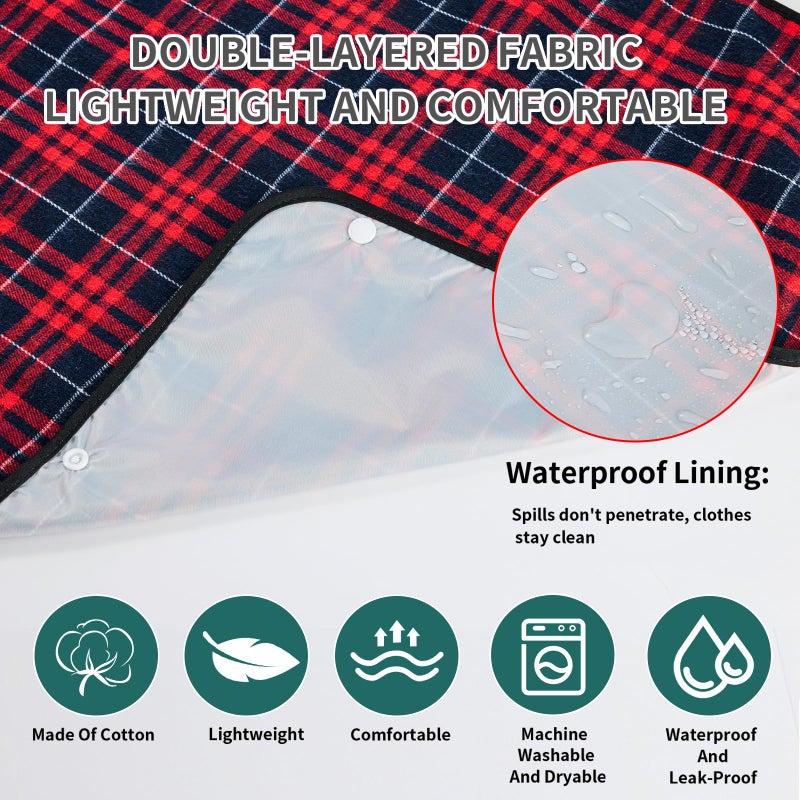 XKDOUS 3 Pack Adult Bibs for Men & Seniors, Reusable & Waterproof Clothing Protector with Crumb Catcher Pocket for Eating, Feeding Bibs for Elderly Women Men, Ideal Senior Citizens Gifts - Image 5