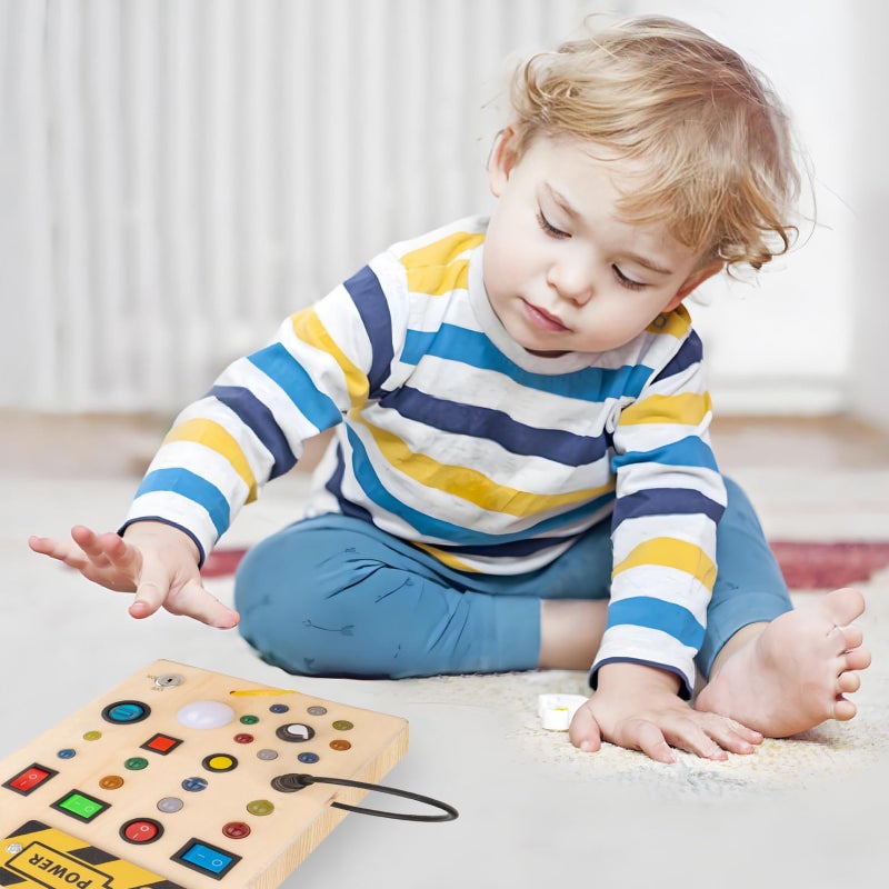 Children's early education wooden led light socket switch busy board - Image 4