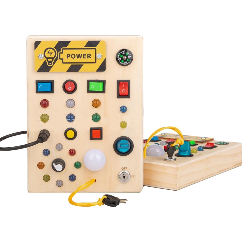 Children's early education wooden led light socket switch busy board - Image 3
