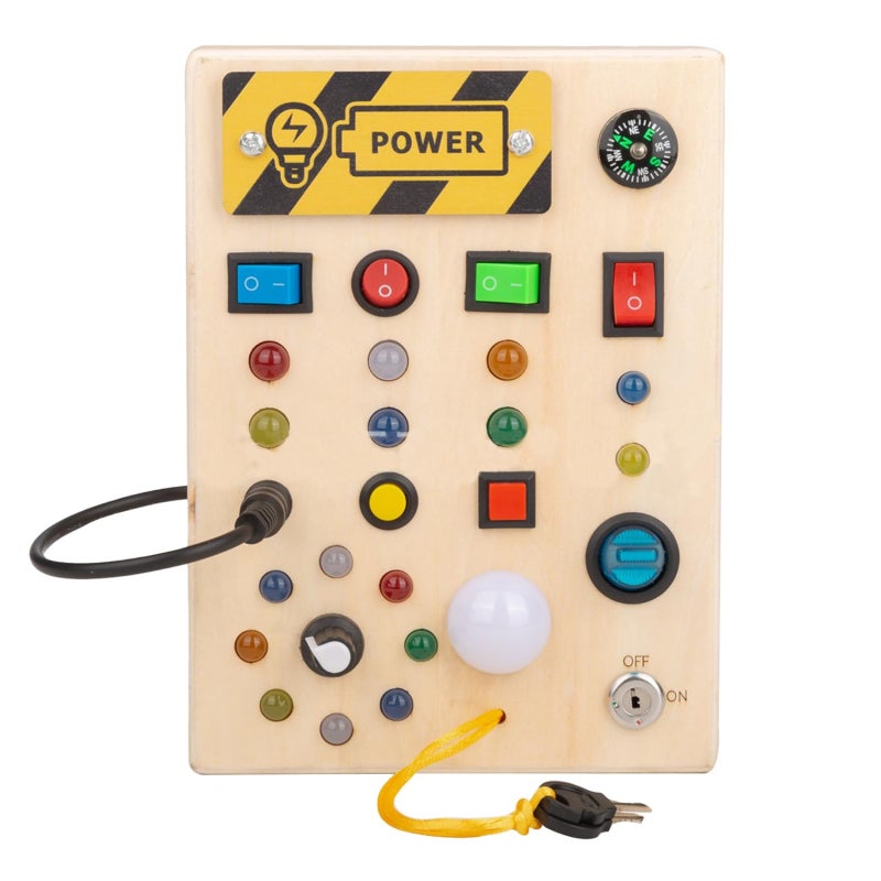Children's early education wooden led light socket switch busy board - Image 1