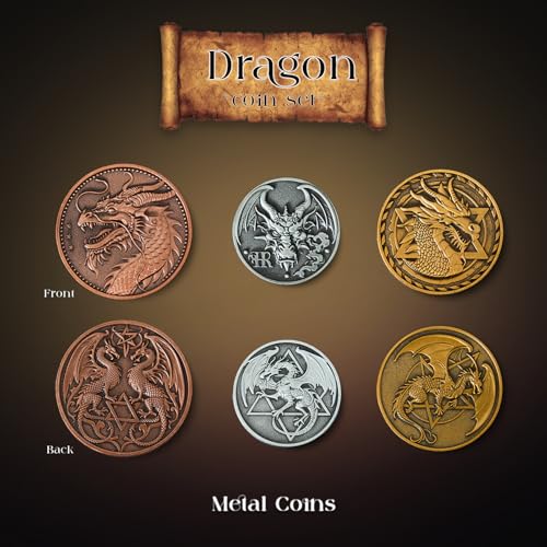HNCCESG 3 Pcs Fantasy RPG Coins SetDragon 3D Embossed Metal Decision Coins for Tabletop GamesCollectible Gift for Gamers BoyfriendsRolePlaying Accessories - Image 5
