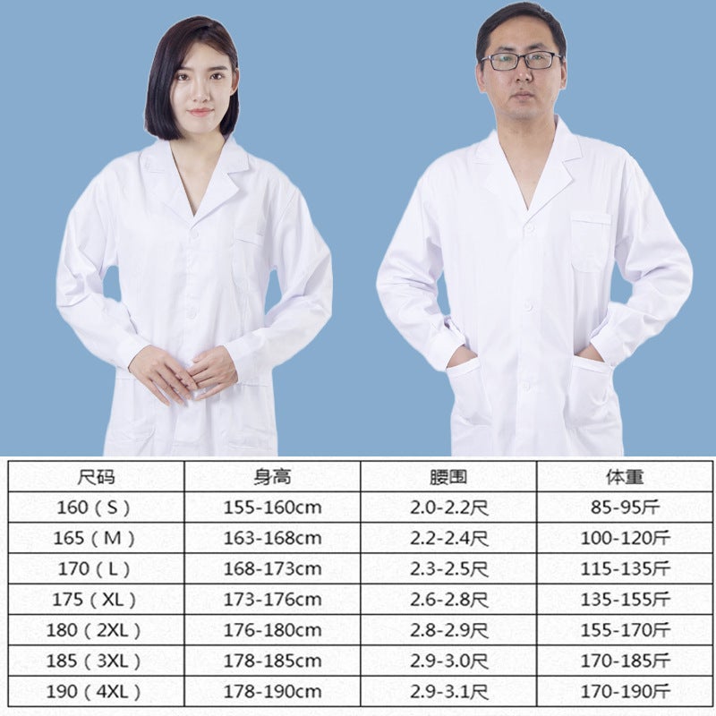 Men'S And Women'S Hospital White Coat Doctor'S Clothing Student Coat Long Sleeve Hospital Experimental Nurse'S Clothing Overalls - Image 3