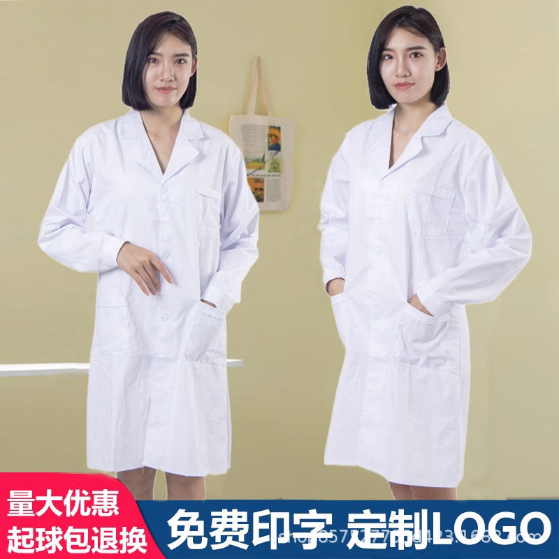 Men'S And Women'S Hospital White Coat Doctor'S Clothing Student Coat Long Sleeve Hospital Experimental Nurse'S Clothing Overalls - Image 5